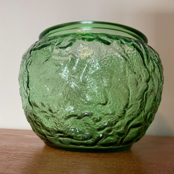 Vintage E.O. Brody Company Green Crinkle Glass Flower Vase or Bowl - Picture 7 of 16